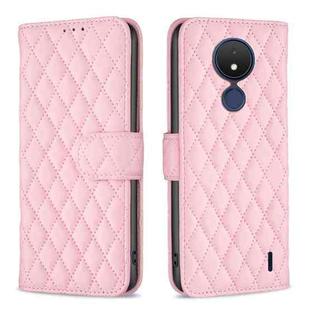 For Nokia C21 Diamond Lattice Wallet Leather Flip Phone Case(Pink)