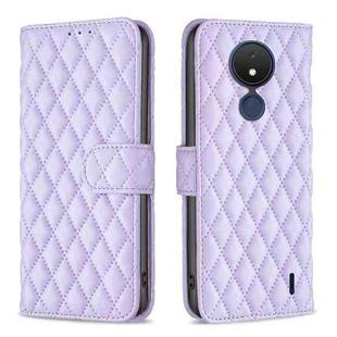 For Nokia C21 Diamond Lattice Wallet Leather Flip Phone Case(Purple)