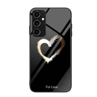 For Samsung Galaxy A14 5G Colorful Painted Glass Phone Case(Black Love)