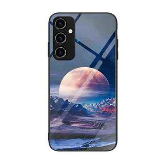 For Samsung Galaxy A14 5G Colorful Painted Glass Phone Case(Moon Hill)