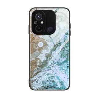 For Xiaomi Redmi 12C Marble Pattern Glass Phone Case(Beach)