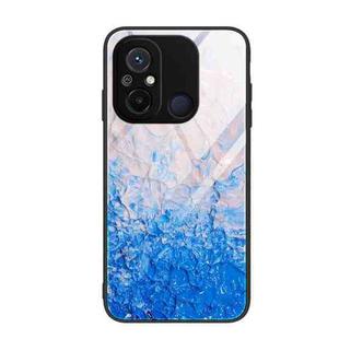 For Xiaomi Redmi 12C Marble Pattern Glass Phone Case(Ocean Waves)