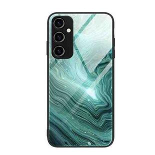 For Samsung Galaxy A14 5G Marble Pattern Glass Phone Case(Water Waves)