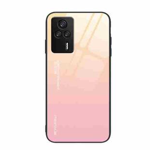 For Xiaomi Redmi K60E Gradient Color Glass Phone Case(Yellow Pink)