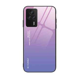 For Xiaomi Redmi K60E Gradient Color Glass Phone Case(Pink Purple)