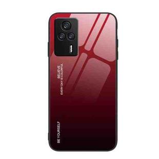 For Xiaomi Redmi K60E Gradient Color Glass Phone Case(Red Black)