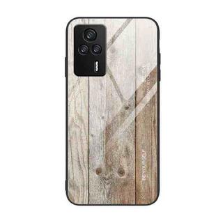 For Xiaomi Redmi K60E Wood Grain Glass Phone Case(Grey)