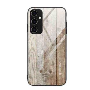 For Samsung Galaxy A14 5G Wood Grain Glass Phone Case(Grey)