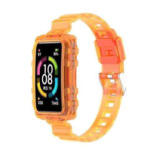 For Honor Band 7 Integrated Transparent Silicone Watch Band(Orange)