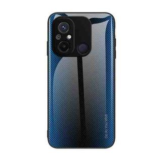 For Xiaomi Redmi 12C Texture Gradient Glass TPU Phone Case(Blue)