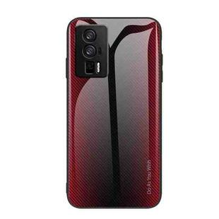 For Xiaomi Redmi K60/K60 Pro Texture Gradient Glass TPU Phone Case(Red)