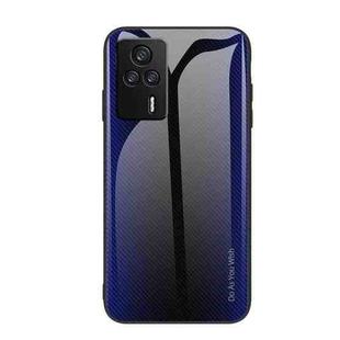 For Xiaomi Redmi K60E Texture Gradient Glass TPU Phone Case(Dark Blue)