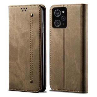 For Xiaomi Poco X5 Pro 5G / Redmi Note 12 Pro Speed Denim Texture Leather Phone Case(Khaki)