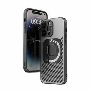 For iPhone 14 R-JUST Square Round Mirror PC+TPU Phone Case(Black)