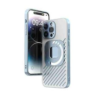 For iPhone 14 Plus R-JUST Square Round Mirror PC+TPU Phone Case(Blue)
