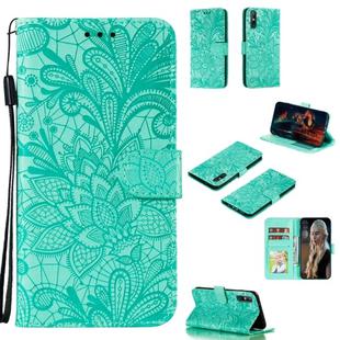 For Huawei Enjoy 10e Lace Flower Embossing Pattern Horizontal Flip Leather Case , with Holder & Card Slots & Wallet & Photo Frame & Lanyard(Green)