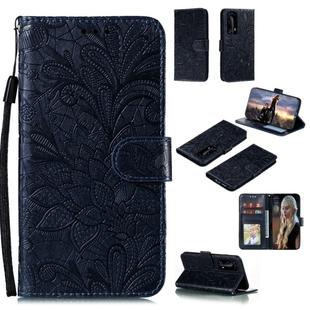 For Huawei P40 Pro Plus Lace Flower Embossing Pattern Horizontal Flip Leather Case , with Holder & Card Slots & Wallet & Photo Frame & Lanyard(Black)