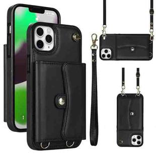 For iPhone 11 Pro RFID Card Slot Phone Case with Long Lanyard(Black)
