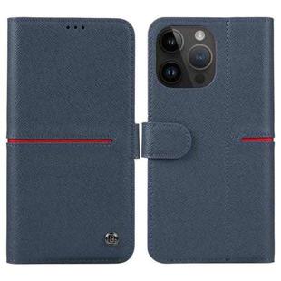For iPhone 14 Pro Max GEBEI Top-grain Horizontal Flip Leather Phone Case(Blue)