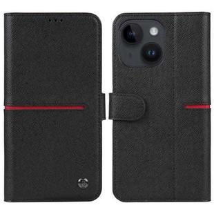 For iPhone 14 GEBEI Top-grain Horizontal Flip Leather Phone Case(Black)