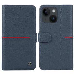 For iPhone 14 Plus GEBEI Top-grain Horizontal Flip Leather Phone Case(Blue)