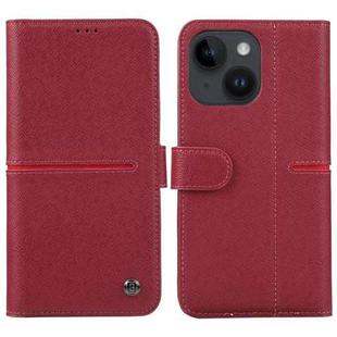 For iPhone 14 Plus GEBEI Top-grain Horizontal Flip Leather Phone Case(Wine Red)