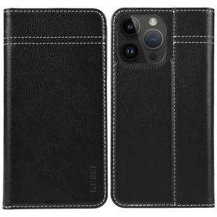 For iPhone 14 Pro GEBEI Top-grain Horizontal Flip Leather Phone Case(Black)