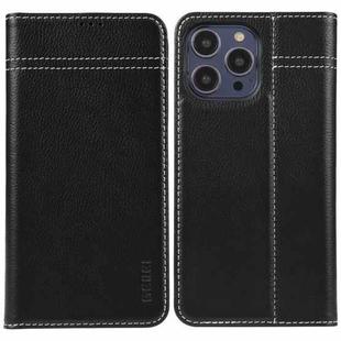 For iPhone 13 Pro Max GEBEI Top-grain Horizontal Flip Leather Phone Case(Black)