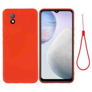For vivo Y02 4G Pure Color Liquid Silicone Shockproof Phone Case(Red)