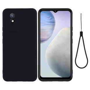 For vivo Y02 4G Pure Color Liquid Silicone Shockproof Phone Case(Black)