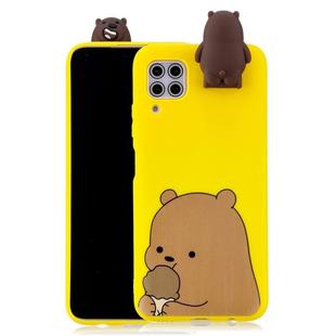 For Huawei P40 Lite Cartoon Shockproof TPU Protective Case with Holder(Bracket Brown Bear)