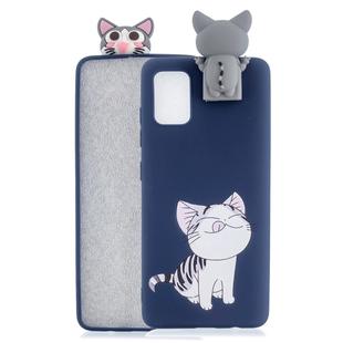For Galaxy A51 Cartoon Shockproof TPU Protective Case with Holder(Licking Cat)