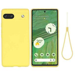 For Google Pixel 7a Pure Color Liquid Silicone Shockproof Phone Case(Yellow)