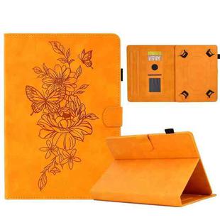 For 7 inch Tablets Peony Butterfly Embossed Leather Tablet Case(Khaki)