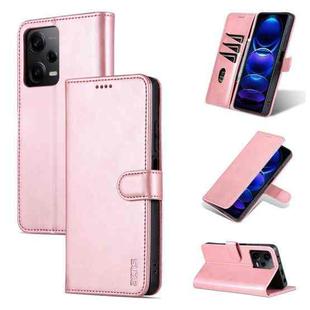 For Xiaomi Redmi Note 12 5G Global / China / Poco X5 AZNS Skin Feel Calf Texture Flip Leather Phone Case(Rose Gold)