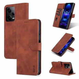 For Xiaomi Redmi Note 12 Pro 5G Global / China / Note 12 Pro 5G Speed / Poco X5 Pro AZNS Skin Feel Calf Texture Flip Leather Phone Case(Brown)