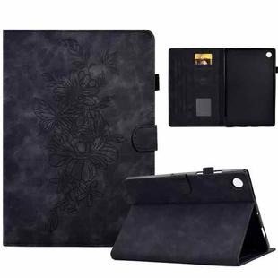 Peony Butterfly Embossed Leather Tablet Case For Huawei MatePad T 10 / T 10s / Honor Tablet Enjoy 2 / Pad X6 / Pad 6(Black)