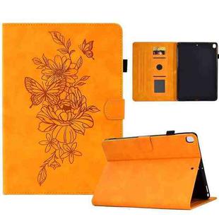 Peony Butterfly Embossed Leather Smart Tablet Case For iPad 10.2 2020/2019 / Air 10.5 2019(Khaki)
