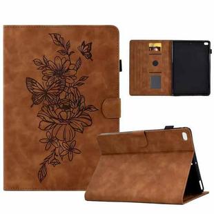 Peony Butterfly Embossed Leather Smart Tablet Case For iPad Air / Air 2 / 9.7 2017 / 9.7 2018(Brown)