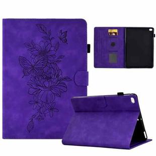 Peony Butterfly Embossed Leather Smart Tablet Case For iPad Air / Air 2 / 9.7 2017 / 9.7 2018(Purple)