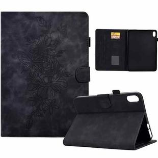 Peony Butterfly Embossed Leather Smart Tablet Case For iPad mini 6(Black)