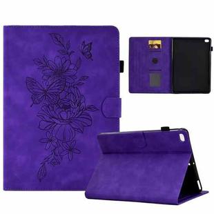 Peony Butterfly Embossed Leather Smart Tablet Case For iPad mini 5 / 4 / 3 / 2 / 1(Purple)