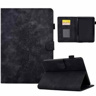 For Amazon Kindle Paperwhite 5 Peony Butterfly Embossed Leather Smart Tablet Case(Black)