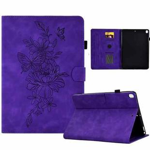 For Samsung Galaxy Tab S6 Lite P610 Peony Butterfly Embossed Leather Smart Tablet Case(Purple)