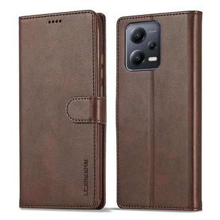 For Xiaomi Redmi Note 12 5G/Poco X5 LC.IMEEKE Calf Texture Horizontal Flip Leather Case(Brown)