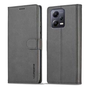 For Xiaomi Redmi Note 12 5G/Poco X5 LC.IMEEKE Calf Texture Horizontal Flip Leather Case(Grey)