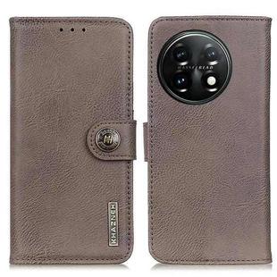 For OnePlus 11 5G KHAZNEH Cowhide Texture Flip Leather Phone Case(Khaki)
