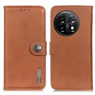 For OnePlus 11 5G KHAZNEH Cowhide Texture Flip Leather Phone Case(Brown)