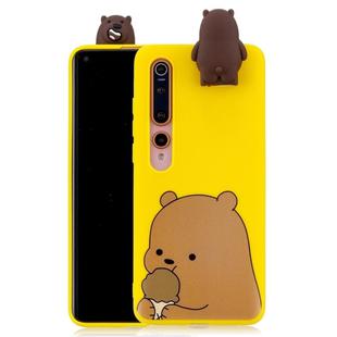 For Xiaomi Mi 10 Cartoon Shockproof TPU Protective Case with Holder(Bracket Brown Bear)