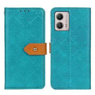 For Motorola Moto G53 5G European Floral Embossed Flip Leather Phone Case(Blue)
